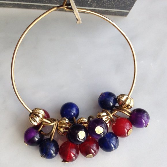 Pierre Cardin - Dainty Bead Charms Hoop Earrings - Picture 4 of 6